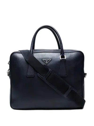 Pre-owned Prada 2010-2020s Saffiano 2way Business Bag In Blue