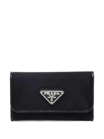 Pre-owned Prada 2010-2020s Triangle-logo Key Case In Black