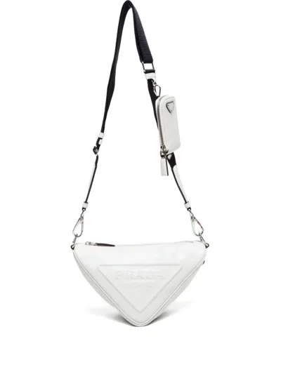 Pre-owned Prada 2010-2020s Triangle Shoulder Bag In White