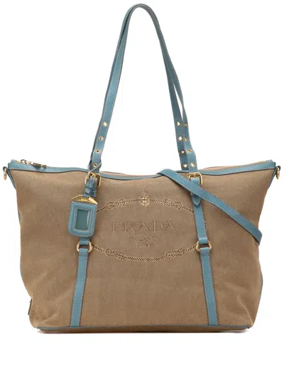 Pre-owned Prada 2010-2023 Canvas Canapa Logo Satchel In Blue