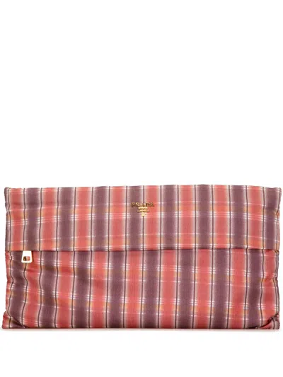Pre-owned Prada 2010-2023 Tessuto Stampato Clutch Bag In Pink