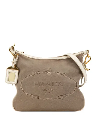 Pre-owned Prada 2010-2024 Canapa Logo Crossbody Bag In Brown