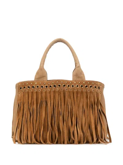Pre-owned Prada 2010-2024 Canvas Canapa Fringe Satchel