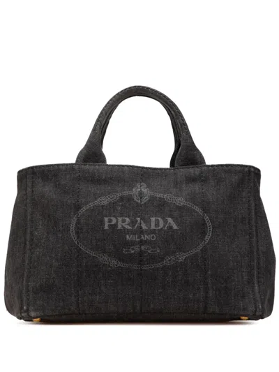Pre-owned Prada 2010-2024 Canvas Canapa Logo Satchel In Black