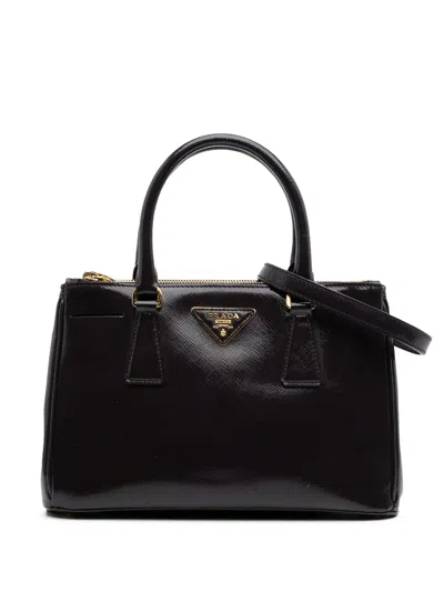 Pre-owned Prada 2010-2024 Small Saffiano Vernice Galleria Double Zip Satchel