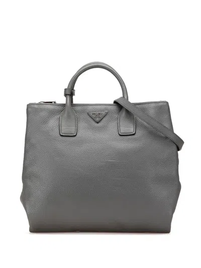Pre-owned Prada 2010-2024 Vitello Daino Double Zip Convertible Tote Satchel