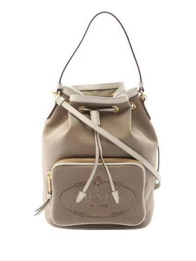 Pre-owned Prada 2010-2025 Canapa Logo Bucket Bag In Brown