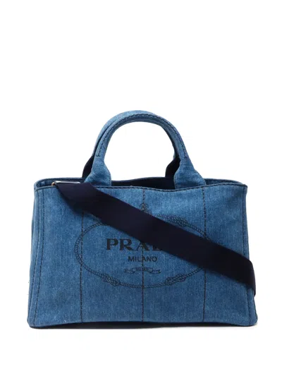 Pre-owned Prada 2010-2025 Canapa Two-way Bag In 蓝色