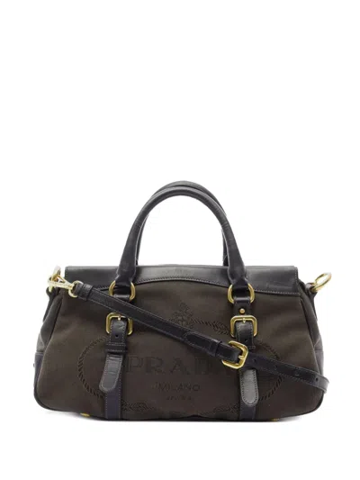 Pre-owned Prada 2010-2025 Canvas Canapa Logo Satchel In Brown