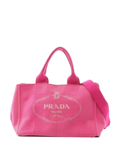 Pre-owned Prada 2010-2025 Canvas Canapa Logo Satchel In Pink