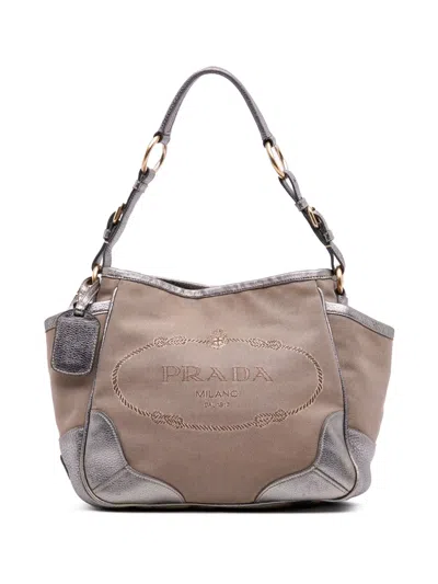 Pre-owned Prada 2010-2025 Canvas Canapa Logo Tote Bag In Brown
