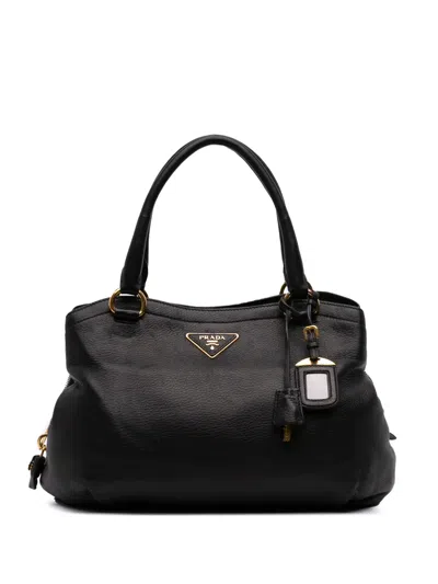 Pre-owned Prada 2010-2025 Cervo Zip Tote Bag In Black