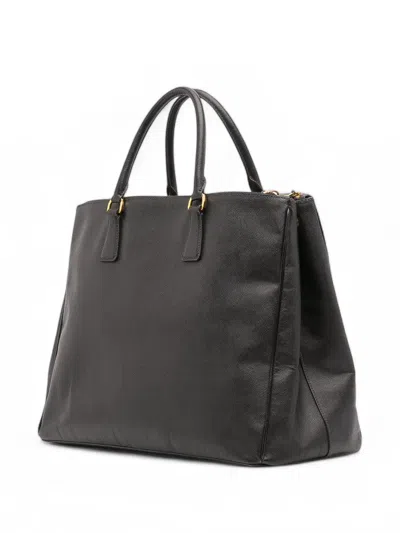 Pre-owned Prada 2010-2025 Extra Large Saffiano Lux Galleria Double Zip Tote Bag In Black