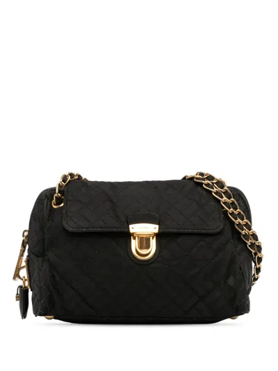 Pre-owned Prada 2010-2025 Impuntu Tessuto Chain Flap Shoulder Bag In Black