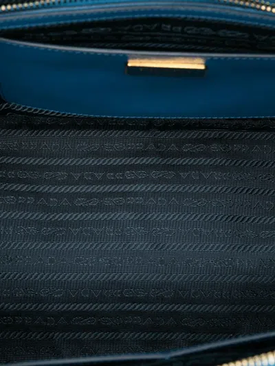 Pre-owned Prada 2010-2025 Large Bicolor Saffiano Lux Galleria Double Zip Satchel In Blue