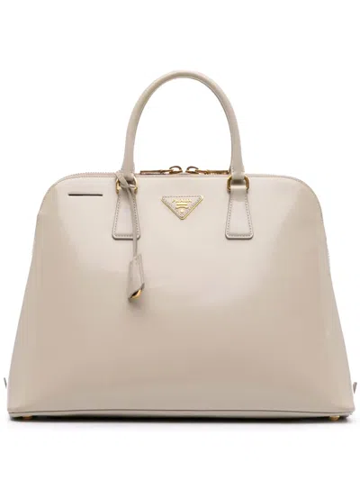 Pre-owned Prada 2010-2025 Large Brushed Leather Promenade Satchel In Brown