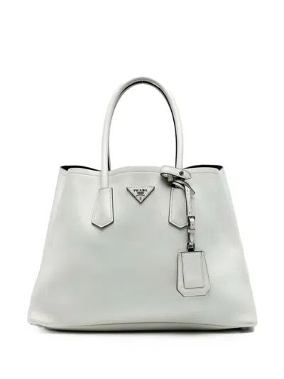 Pre-owned Prada 2010-2025 Large City Calf Double Satchel In White