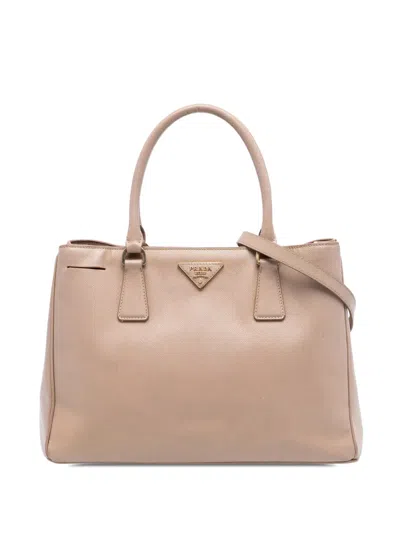 Pre-owned Prada 2010-2025 Large Saffiano Lux Galleria Double Zip Satchel In Brown