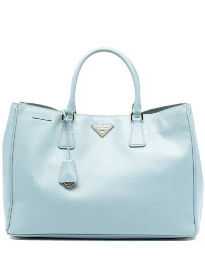 Pre-owned Prada 2010-2025 Large Saffiano Lux Galleria Satchel In Blue