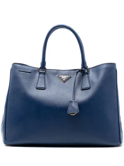 Pre-owned Prada 2010-2025 Large Saffiano Lux Galleria Tote Satchel In Blue