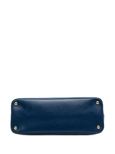 Pre-owned Prada 2010-2025 Large Saffiano Lux Promenade Satchel In Blue