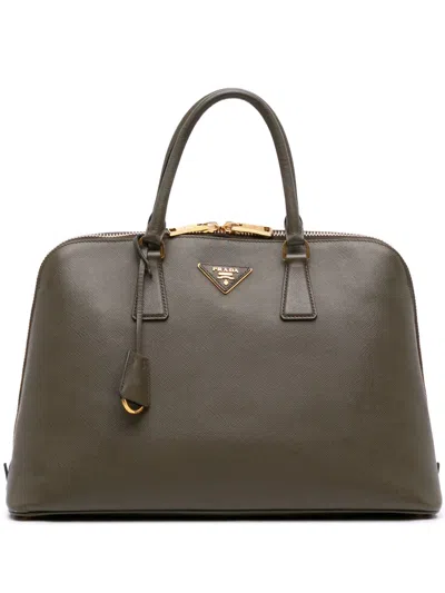 Pre-owned Prada 2010-2025 Large Saffiano Lux Promenade Satchel In Brown