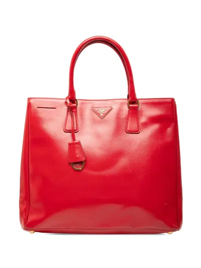 Pre-owned Prada 2010-2025 Large Saffiano Vernice Galleria Satchel In Red