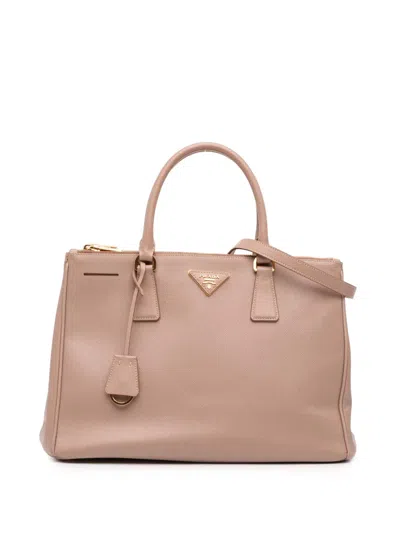 Pre-owned Prada 2010-2025 Medium Saffiano Lux Galleria Double Zip Satchel In Brown