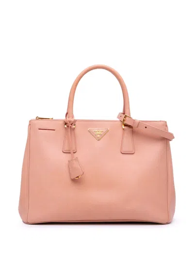 Pre-owned Prada 2010-2025 Medium Saffiano Lux Galleria Double Zip Tote Satchel In Pink