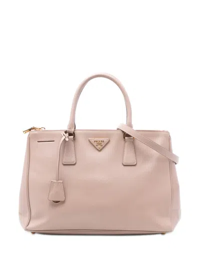 Pre-owned Prada 2010-2025 Medium Saffiano Lux Galleria Double Zip Tote Satchel In Pink