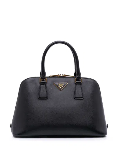 Pre-owned Prada 2010-2025 Medium Saffiano Lux Promenade Satchel In Black