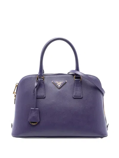 Pre-owned Prada 2010-2025 Medium Saffiano Lux Promenade Satchel In Purple