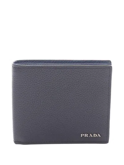 Pre-owned Prada 2010-2025 Micro Grain Vitello Wallet Small Wallets In Black