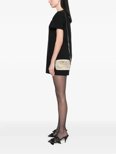 Pre-owned Prada 2010-2025 Mini Metallic Saffiano Camera Bag Crossbody Bag In Gold