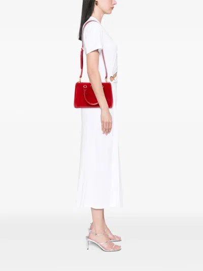 Pre-owned Prada 2010-2025 Mini Saffiano Vernice Galleria Double Zip Satchel In Red