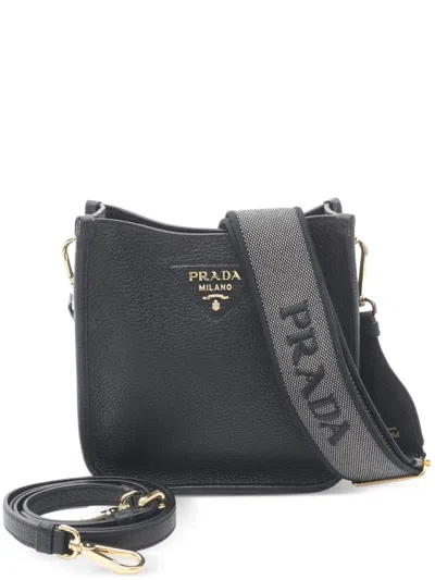 Pre-owned Prada 2010-2025 Mini Vitello Daino Soft Shoulder Bag In Black