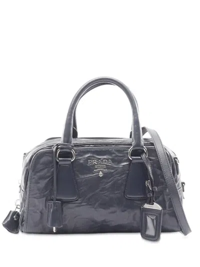 Pre-owned Prada 2010-2025 Nappa Bauletto Satchel In Blue