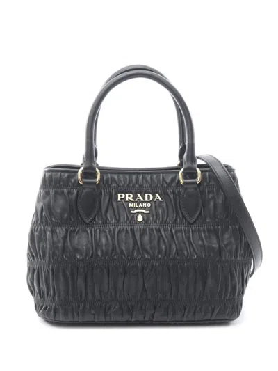 Pre-owned Prada 2010-2025 Nappa Gaufre Satchel In Black