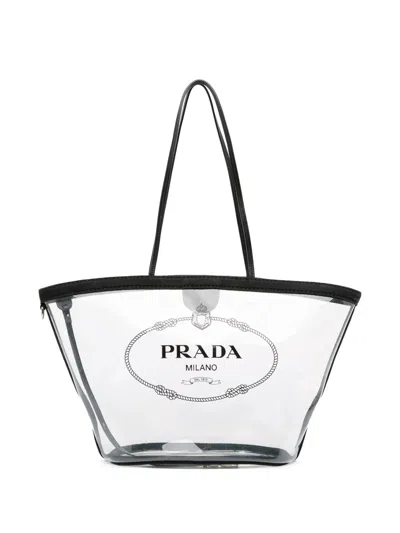 Pre-owned Prada 2010-2025 Pvc Canapa Logo Shopper Tote Bag In Black