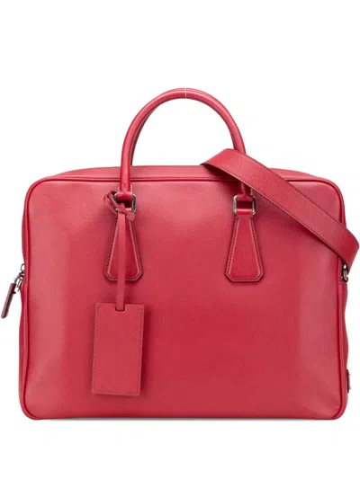 Pre-owned Prada 2010-2025 Saffiano Business Bag In Red