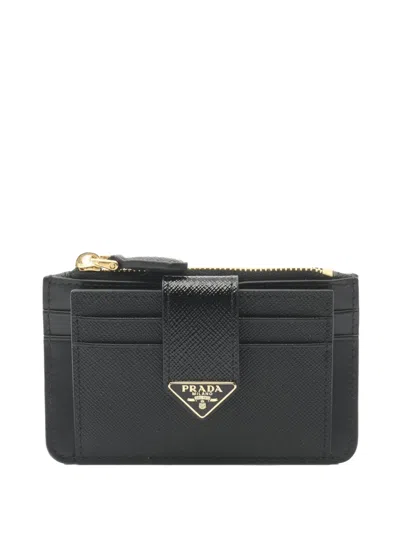 Pre-owned Prada 2010-2025 Saffiano Card Holder In Black