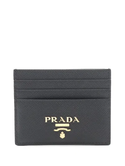 Pre-owned Prada 2010-2025 Saffiano Card Holder In Black