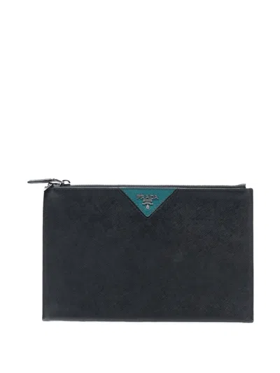 Pre-owned Prada 2010-2025 Saffiano Clutch Bag In Black