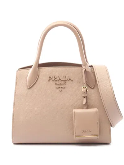 Pre-owned Prada 2010-2025 Saffiano Cuir Monochrome Top Handle Tote Satchel In Pink