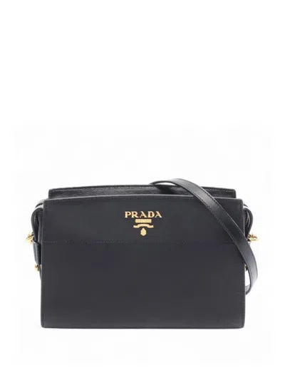 Pre-owned Prada 2010-2025 Saffiano Esplanade Crossbody Bag In Black