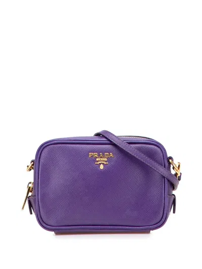 Pre-owned Prada 2010-2025 Saffiano Lux Camera Bag Crossbody Bag In Purple