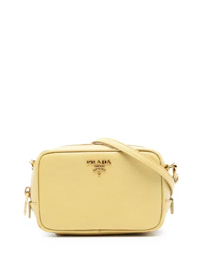Pre-owned Prada 2010-2025 Saffiano Lux Camera Bag Crossbody Bag In Yellow