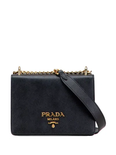 Pre-owned Prada 2010-2025 Saffiano Lux Chain Crossbody Bag In Black