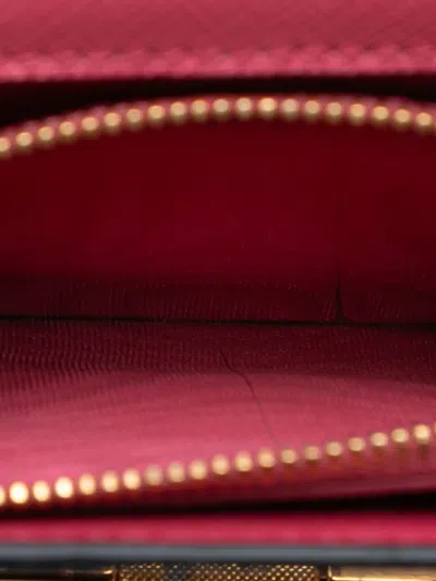 Pre-owned Prada 2010-2025 Saffiano Lux Flip Lock Wallet On Chain Crossbody Bag In Pink