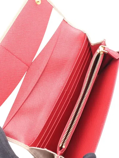 Pre-owned Prada 2010-2025 Saffiano Multic Bifold Wallet Long Wallets In Brown